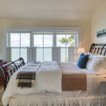 Spring Light House guest Bedroom with white bedding and window view